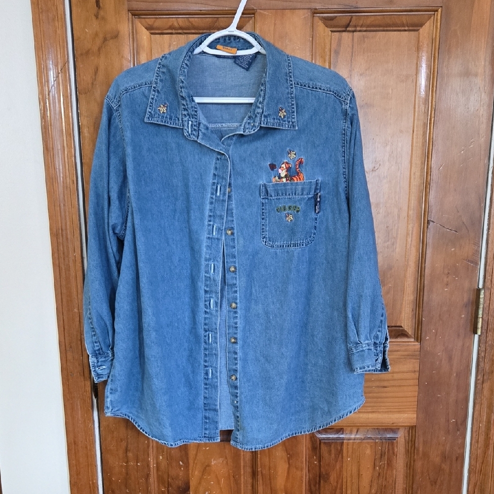 Vintage Disney POOH TIGGER 100 Acre Wood Jean Shirt Sz 18/20 - Picture 2 of 9